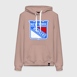 Толстовка-худи хлопковая женская New York Rangers, цвет: пыльно-розовый