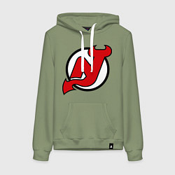 Толстовка-худи хлопковая женская New Jersey Devils, цвет: авокадо