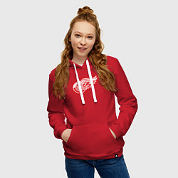 Толстовка-худи хлопковая женская Detroit Red Wings, цвет: красный — фото 2