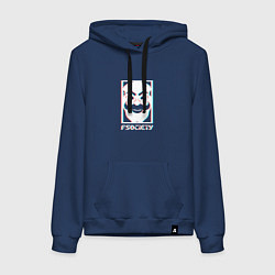 Толстовка-худи хлопковая женская F society, цвет: тёмно-синий