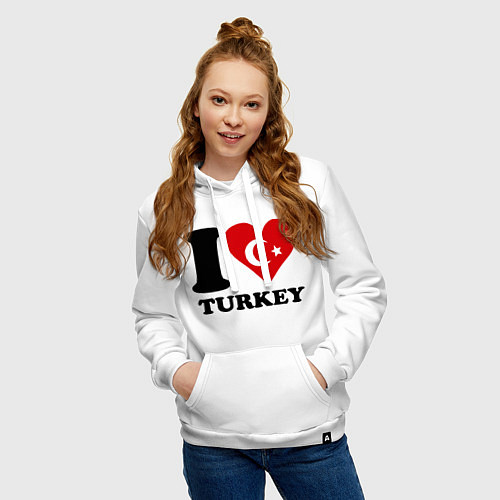 Женская толстовка-худи I love turkey / Белый – фото 3