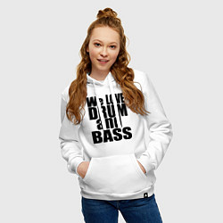 Толстовка-худи хлопковая женская We love drum and bass music, цвет: белый — фото 2