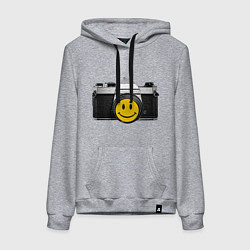 Толстовка-худи хлопковая женская Фото-smile, цвет: меланж