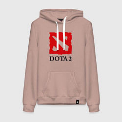 Толстовка-худи хлопковая женская Dota 2: Logo, цвет: пыльно-розовый