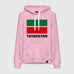 Толстовка-худи хлопковая женская Флаг Татарстана, цвет: светло-розовый