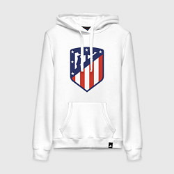 Толстовка-худи хлопковая женская Atletico Madrid, цвет: белый