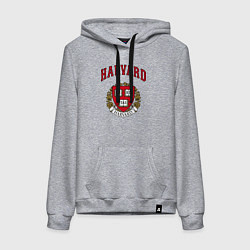Толстовка-худи хлопковая женская Harvard university, цвет: меланж