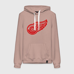 Толстовка-худи хлопковая женская Detroit Red Wings: Pavel Datsyuk, цвет: пыльно-розовый