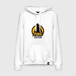 Толстовка-худи хлопковая женская PUBG Top 1, цвет: белый