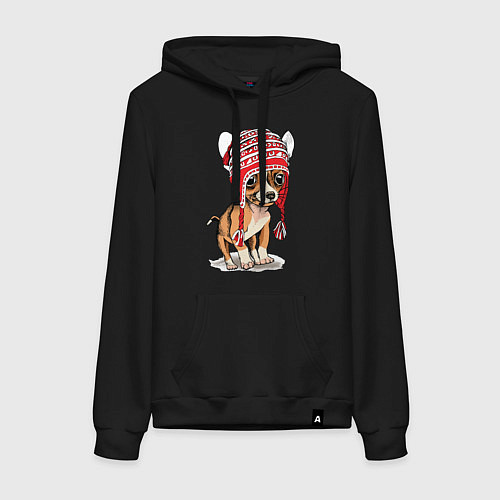 Женская толстовка-худи Чихуахуа в шапочке / Черный – фото 1