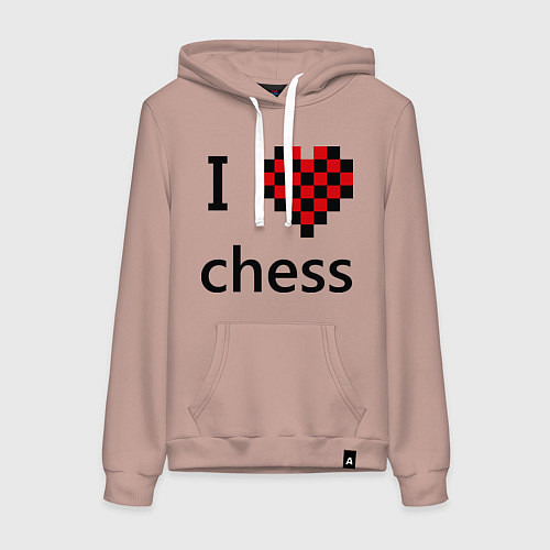 Женская толстовка-худи I love chess / Пыльно-розовый – фото 1