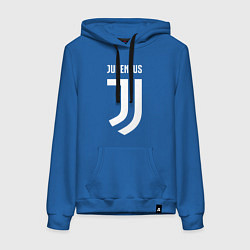 Толстовка-худи хлопковая женская FC Juventus, цвет: синий