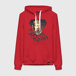 Толстовка-худи хлопковая женская SWAG in Russia, цвет: красный