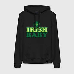 Толстовка-худи хлопковая женская Irish baby, цвет: черный