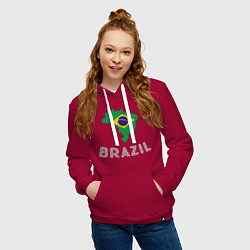 Толстовка-худи хлопковая женская Brazil Country, цвет: маджента — фото 2