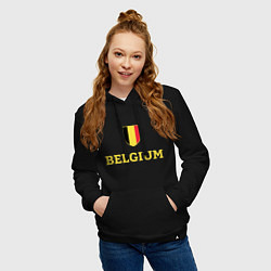 Толстовка-худи хлопковая женская Belgium, цвет: черный — фото 2