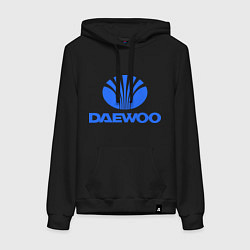 Толстовка-худи хлопковая женская Logo daewoo, цвет: черный