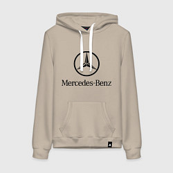 Толстовка-худи хлопковая женская Logo Mercedes-Benz, цвет: миндальный