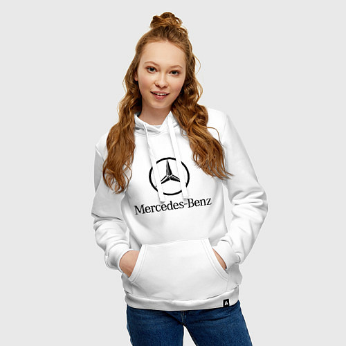 Женская толстовка-худи Logo Mercedes-Benz / Белый – фото 3