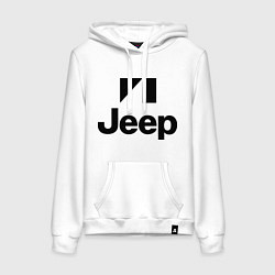 Толстовка-худи хлопковая женская Jeep logo, цвет: белый
