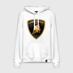Толстовка-худи хлопковая женская Lamborghini logo, цвет: белый