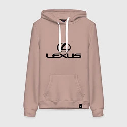 Толстовка-худи хлопковая женская Lexus logo, цвет: пыльно-розовый