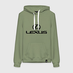 Толстовка-худи хлопковая женская Lexus logo, цвет: авокадо