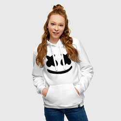 Толстовка-худи хлопковая женская Marshmello, цвет: белый — фото 2