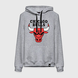 Толстовка-худи хлопковая женская Chicago Bulls, цвет: меланж