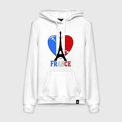 Толстовка-худи хлопковая женская France Love, цвет: белый