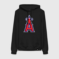 Толстовка-худи хлопковая женская Los Angeles Angels of Anaheim logo, цвет: черный