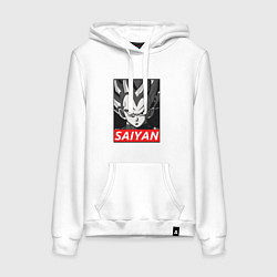 Толстовка-худи хлопковая женская SAIYAN OBEY, цвет: белый