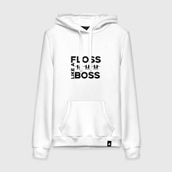 Толстовка-худи хлопковая женская Floss like a boss, цвет: белый