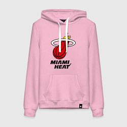 Толстовка-худи хлопковая женская Miami Heat-logo, цвет: светло-розовый