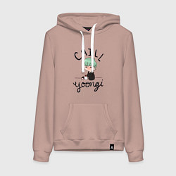 Толстовка-худи хлопковая женская Chill Yoongi, цвет: пыльно-розовый