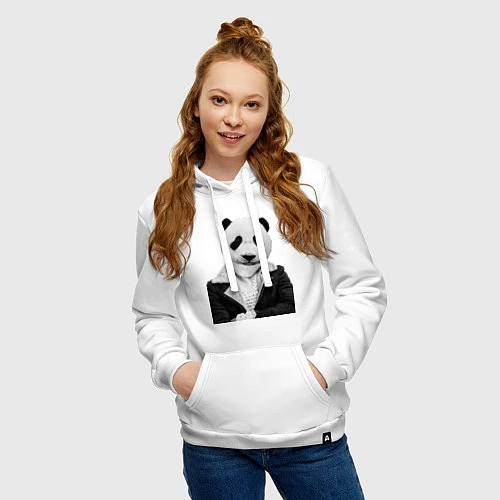 Женская толстовка-худи Панда в свитере / Белый – фото 3