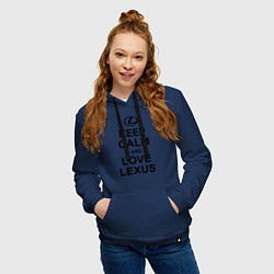 Толстовка-худи хлопковая женская Keep Calm & Love Lexus, цвет: тёмно-синий — фото 2