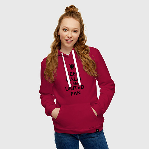 Женская толстовка-худи Keep Calm & United fan / Маджента – фото 3