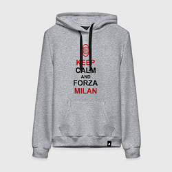 Толстовка-худи хлопковая женская Keep Calm & Forza Milan, цвет: меланж