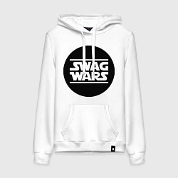 Толстовка-худи хлопковая женская SWAG Wars, цвет: белый