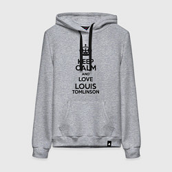 Толстовка-худи хлопковая женская Keep Calm & Love Louis Tomlinson, цвет: меланж