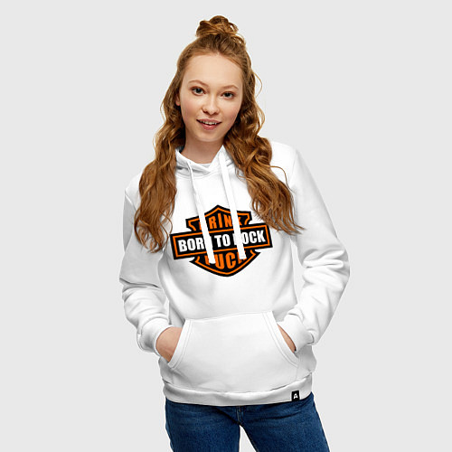 Женская толстовка-худи Born to rock / Белый – фото 3