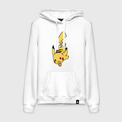 Толстовка-худи хлопковая женская Радостный Пикачуха, цвет: белый