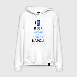 Толстовка-худи хлопковая женская Keep Calm & Forza Napoli, цвет: белый