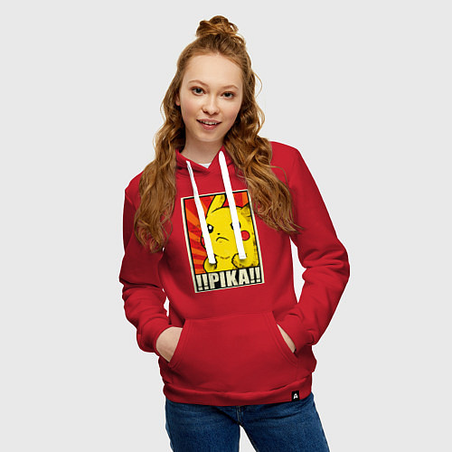 Женская толстовка-худи Pikachu: Pika Pika / Красный – фото 3