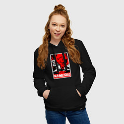 Толстовка-худи хлопковая женская Cyberpunk 2077: Samurai Poster, цвет: черный — фото 2