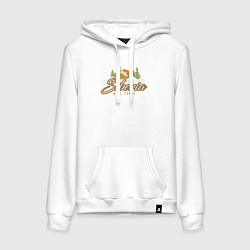 Толстовка-худи хлопковая женская Сибирь Дикая сила, цвет: белый