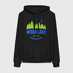Толстовка-худи хлопковая женская Wood Lake, цвет: черный