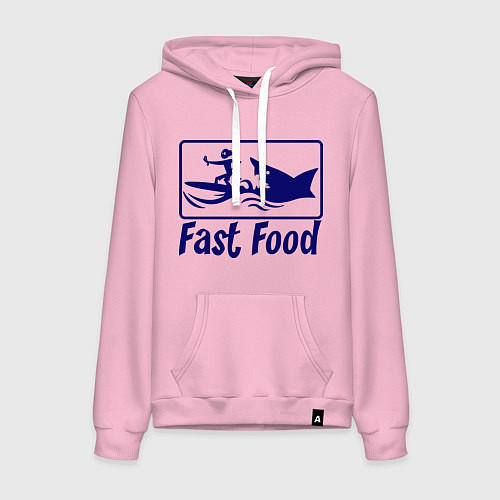 Женская толстовка-худи Shark fast food / Светло-розовый – фото 1