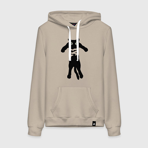 Женская толстовка-худи Черный кот в руках / Миндальный – фото 1